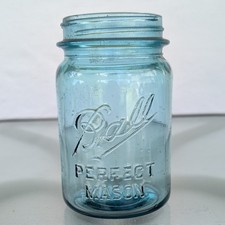 DOUBLE SEAM Vintage Aqua Blue Ball Perfect Mason Jar