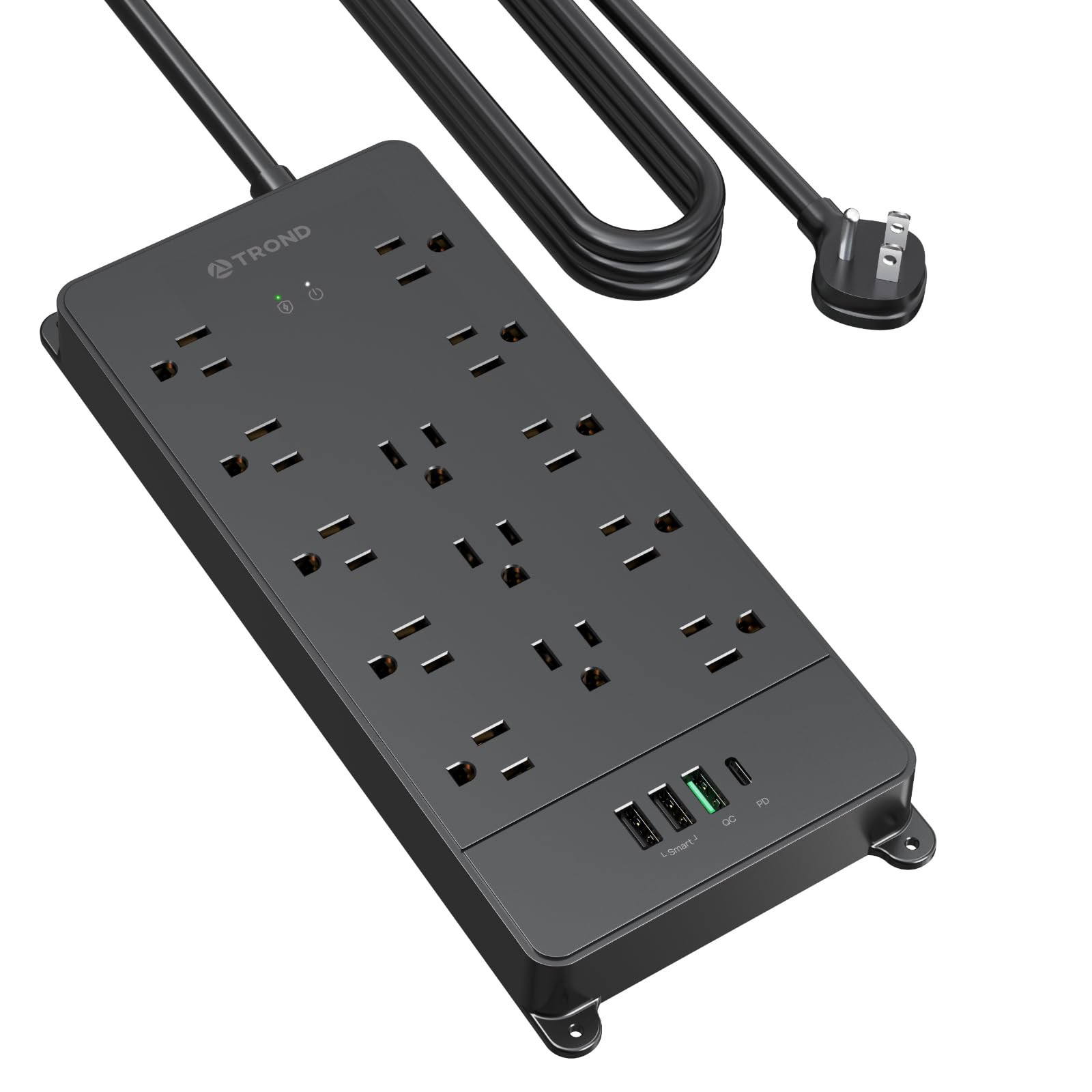 Surge Protector Power Strip, 10ft Heavy Duty Extension Cord with 32W USB C & ...-image