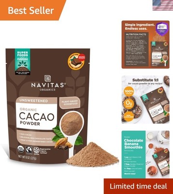 Navitas Organic Cacao Powder 8oz - Rich Dark Chocolate, Gluten-Free & Fairtrade