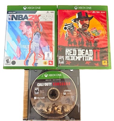 Xbox One (3) Game Lot NBA 2K22 Red Dead Redemption II CallofDuty Vanguard TESTED