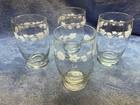 VTG Pyrex White Gooseberry Glasses 4.5" Juice Glasses Set of 4