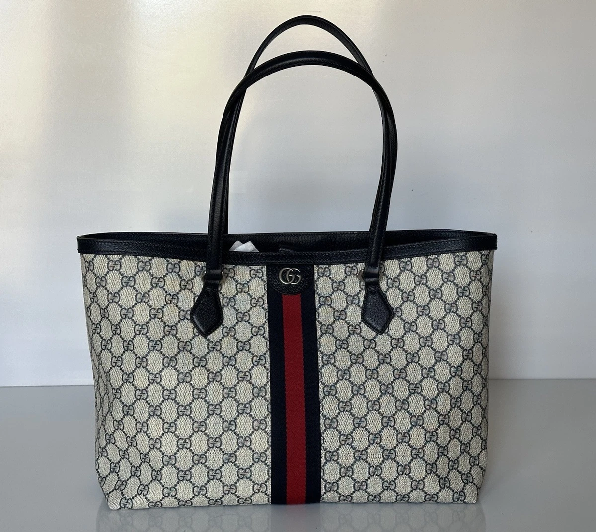 GUCCI Supreme Black トートバッグ GUCCI Gg Supreme Fabric And Leather Shopping Bag (GUCCI/トート