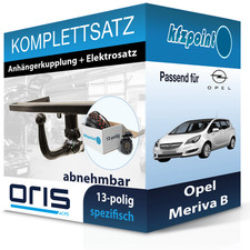 Für Opel Meriva B 06.2010- ORIS Anhängerkupplung abnehmbar + 13polig E-Satz neu