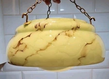 Vintage Art Deco Flycatcher Plaffonier Green Brown 11" diameter