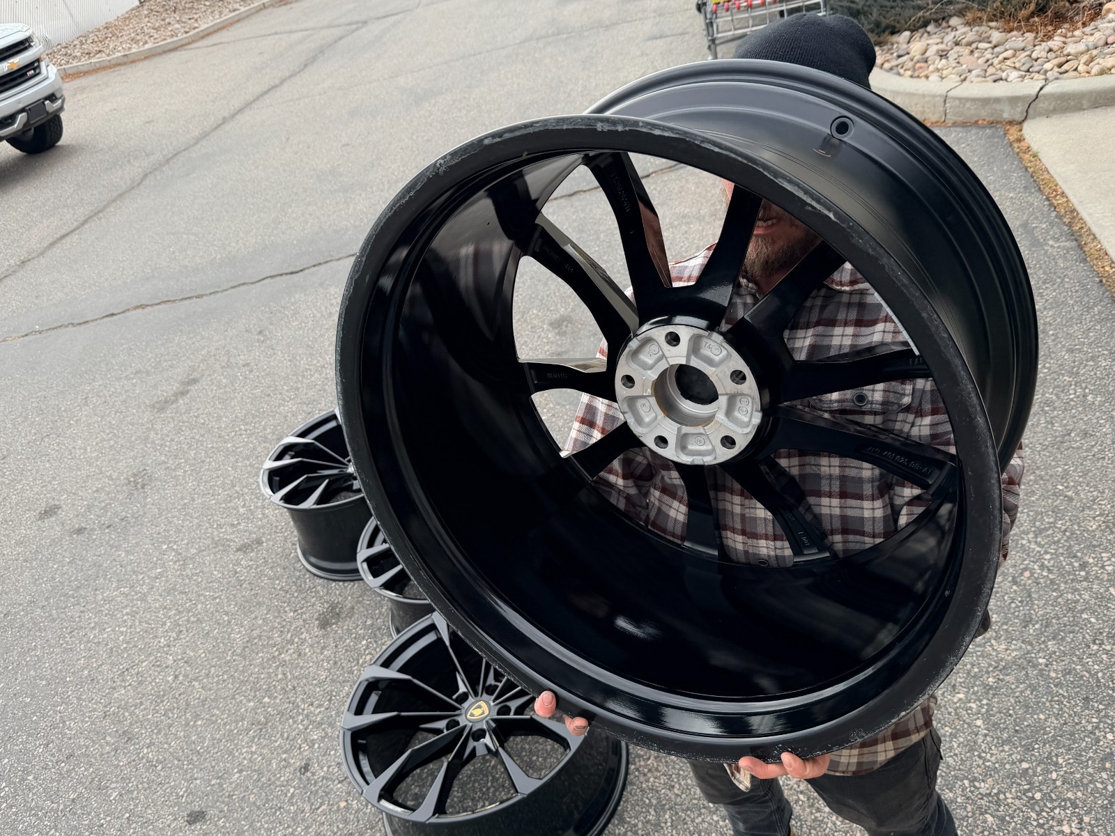 23" LAMBORGHINI URUS SE BLACK FACTORY STOCK 5X130 WHEELS RIMS OEM TAIGETE
