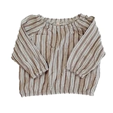 Quincy Mae Fern Stripe Cinch Long Sleeve Tee Baby Top 0-3 Months