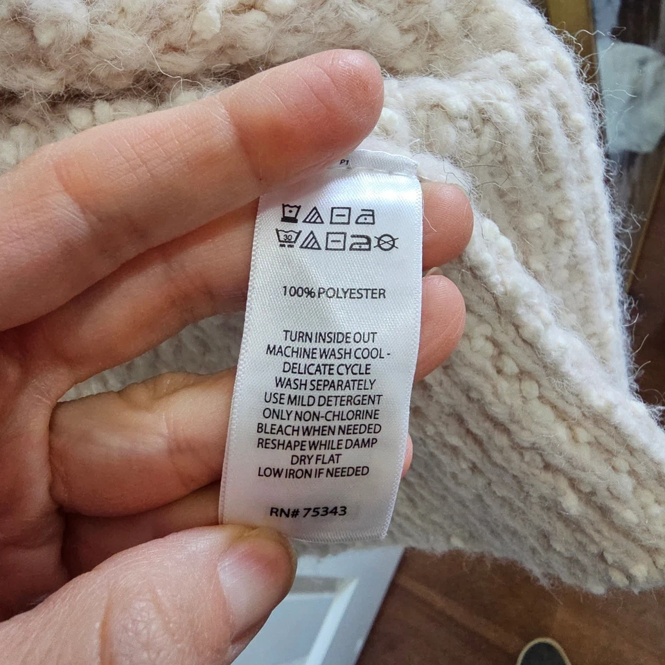 Cárdigan Suéter Tahari XS Crema Boucle Tejido Frente Abierto Acogedor Capas Foto 3 de 4