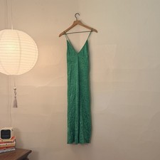 GANNI Crinkled Satin Slip Dress Bright Green Low Back EU 32 US 0 XS $325