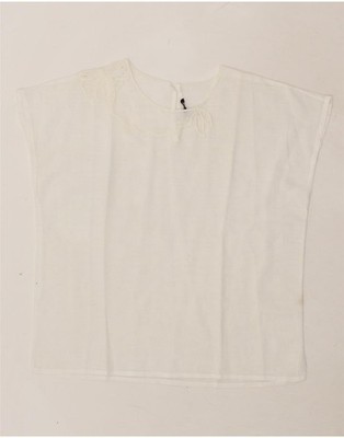 DIVINA Womens Blouse Top IT 46 Large White Cotton CI70