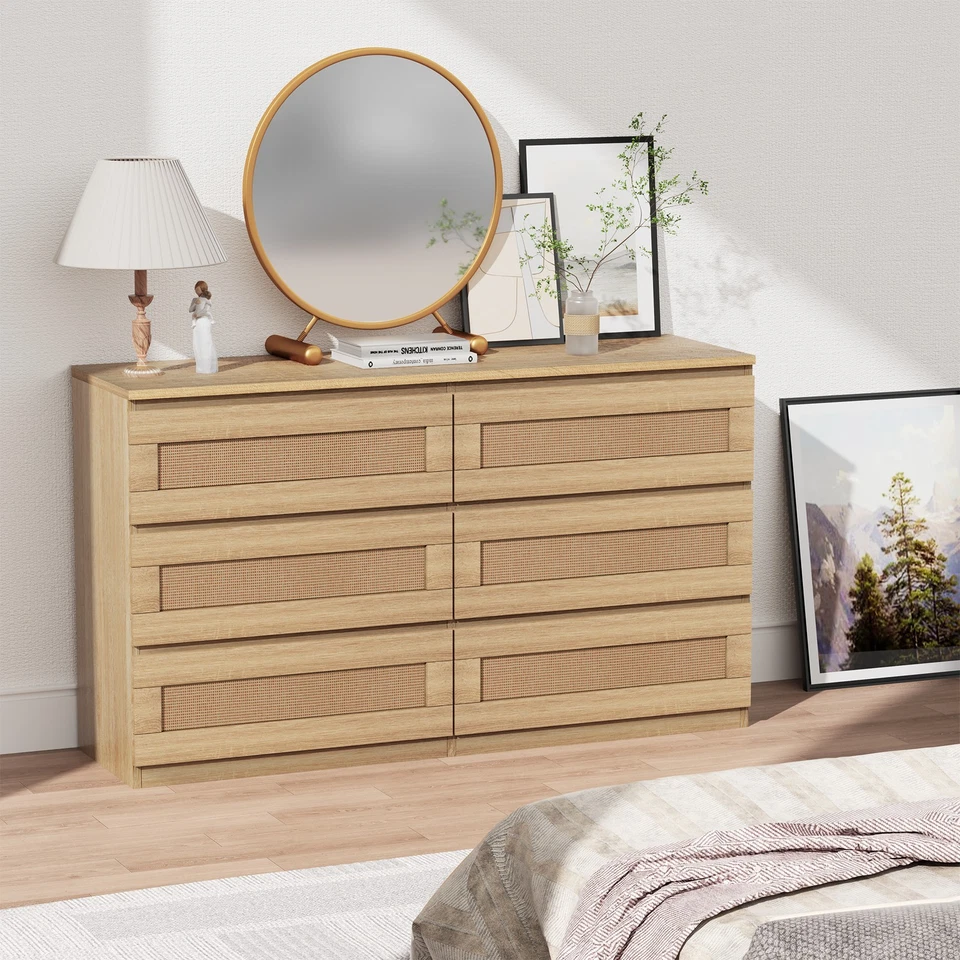 Wooden Dresser for Bedroom with Modern 6 Drawer Double Dresser With Anti-Tip Kit - image 4 of 4