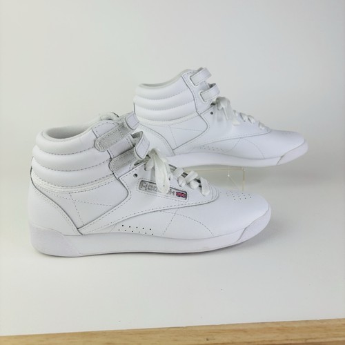 Retro Reebok Classic Freestyle Hi Top White US 6 Sneaker Shoes Lace Up Hook Loop - Picture 2 of 11
