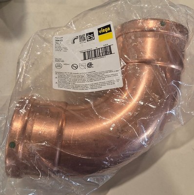 VIEGA 20633 90 Degree Pipe Elbow, 4 in Nominal, Press End Style, Copper