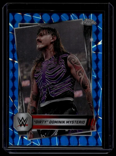2025 Topps Chrome WWE #35 "Dirty" Dominik Mysterio Blue Geometric Refractor #/99 - Picture 1 of 2