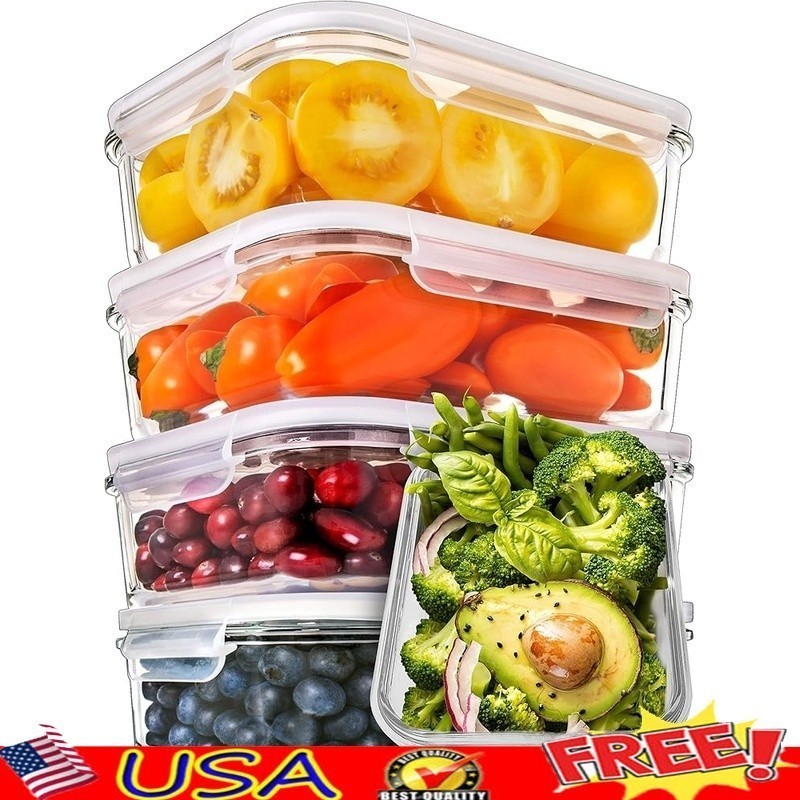 Borosilicate Glass Meal Prep Containers Set Microwave Oven Safe Leakproof New