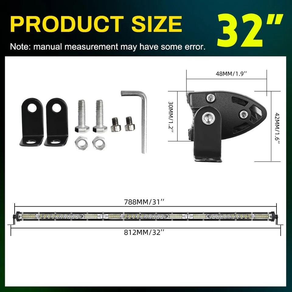 Techo superior delgado 30" barra de luz LED punto de inundación para Polaris RZR XP 4 1000 900 800 Foto 2 de 4