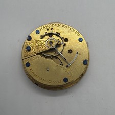 1890 18s HC Hampden Gilt Gold Antique Pocket Watch Movement Runs Some 993