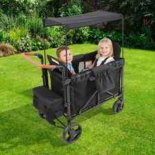 2 Seat Wagon Stroller with Canopy, Baby Wagon Stroller for 2 Kids