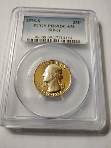 1976-S Washington Quarter Silver PR69 DCAM PCGS Blue Label