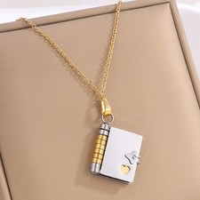 Image of Engraved Clavicle Necklace Gift For Daughter Book Necklace Can Be Opened