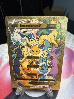 Eevee Evolutions V Gold Foil Hp880 Fan Art Card Dark Pulse