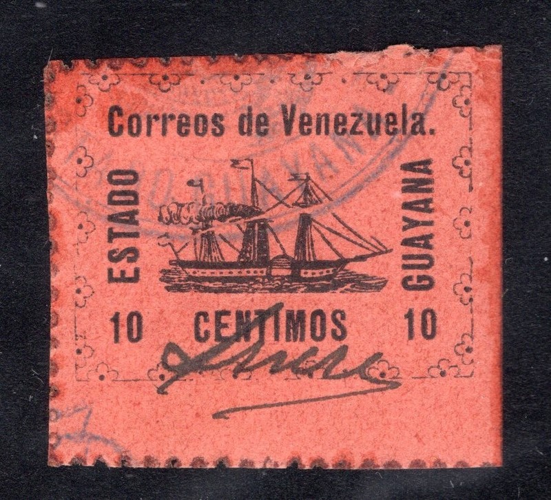 Venezuela Guayana Local 1903 10c on orange, Original Printing, Scott 2 MH