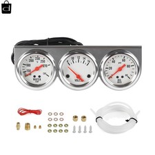 52mm 3-in-1 Car Gauge Kit - Voltage Meter Water Temperature and Oil Black