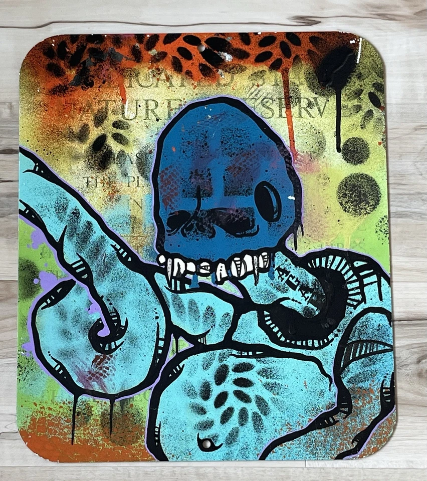 Граффити картина на большой металлический уличный знак оригинальное искусство - природа сохранить 14 x 12 - Изображение 2 из 4