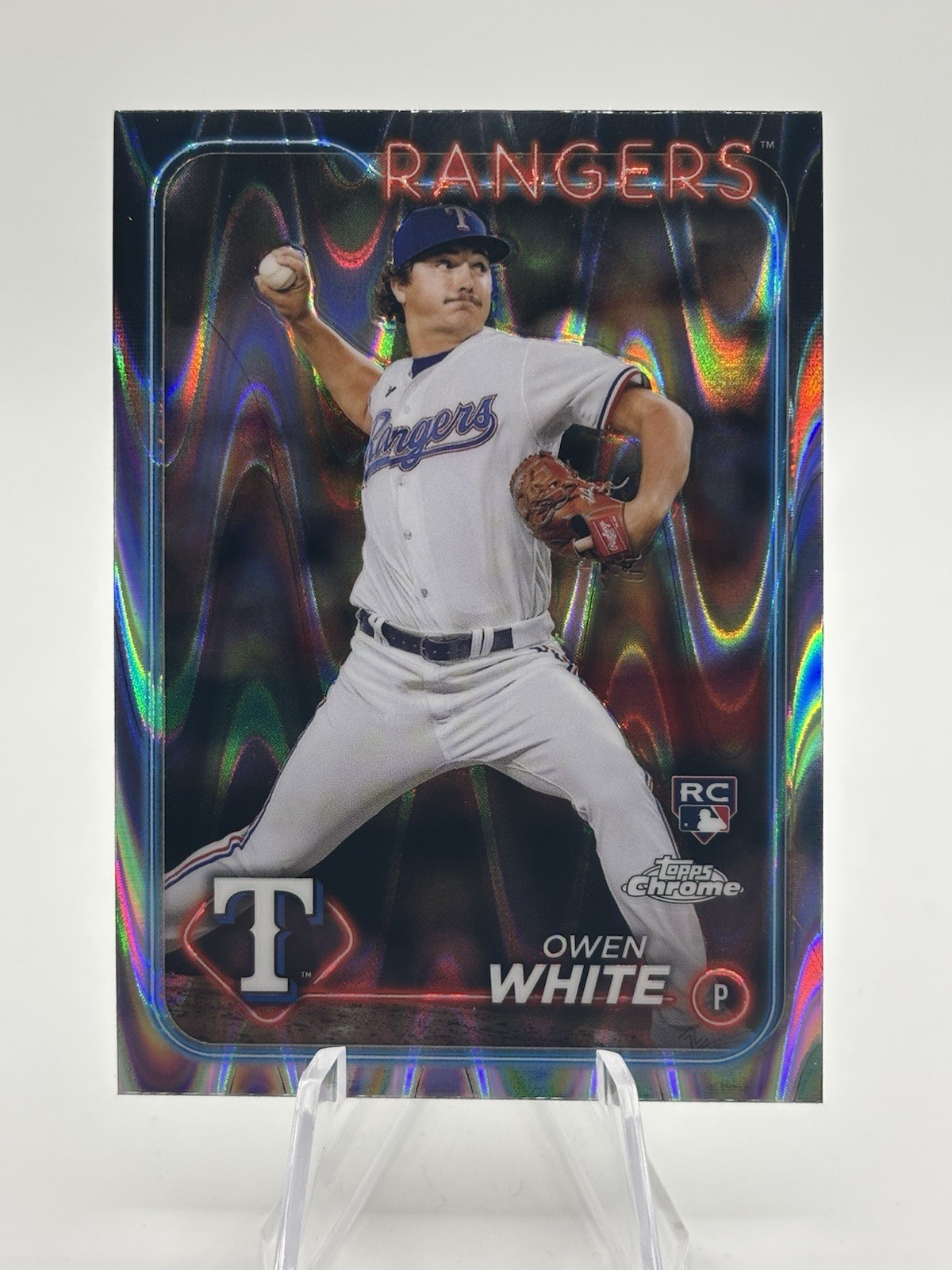 Owen White 2024 Topps Chrome Raywave Refractor #211 RC Texas Rangers