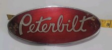 Vintage Peterbilt 8 Red Oval Enamel Metal Truck Hood Emblem Plastic Distress