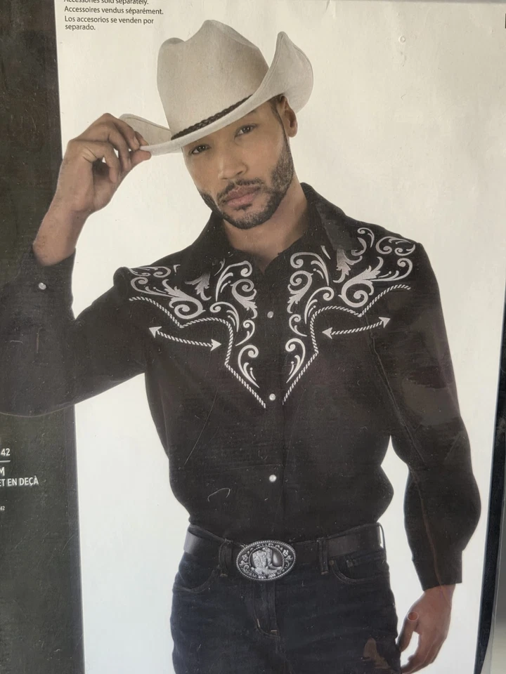 Nuevo Hombre Camisa Occidental Vaquero Vestir Halloween Adulto Disfraz Adulto S/M Foto 3 de 4