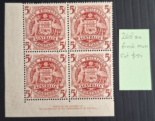 1949 Australia Govt Imp Blk 4X5/ Carmine Coat of Arms stamps MUH $50.00