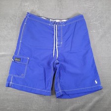 Polo Ralph Lauren Mens Blue Cargo Board Shorts Swim Trunks Size Large Pony Logo