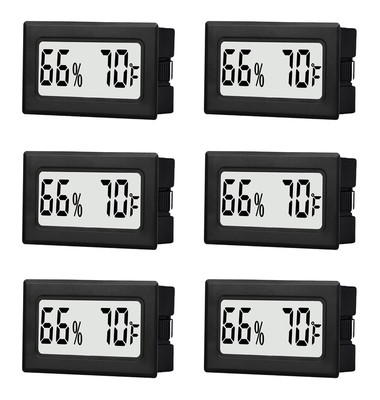 6 Pack Mini Small Digital Hygrometer Thermometer Indoor Temperature and Black 