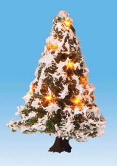 Noch 22110 Snow-Covered Christmas Tree with 10 LEDs 2'' for Model Train Layouts