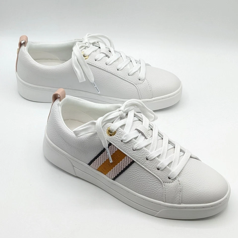 Ted Baker “Bailey Icon” Women’s Classic Leather Tennis Shoe (Pink-White) - NEW - Image 2 of 4