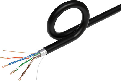 1000FT Direct Burial Cat5E FTP Shielded Outdoor 24 AWG UV Resistant Cable Copper