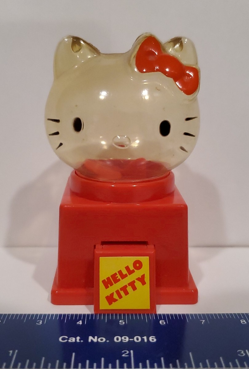 1980s Vintage Hello Kitty Mini Gumball Machine - Red Base and
