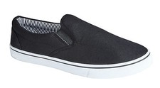 Mens Canvas Slip On Trainers Twin Gusset Casual Pumps Plimsolls Shoes