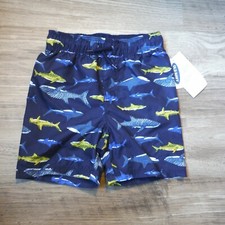 Little Boys Old Navy Swim Trunks size 2T blue  green fish drawstring new