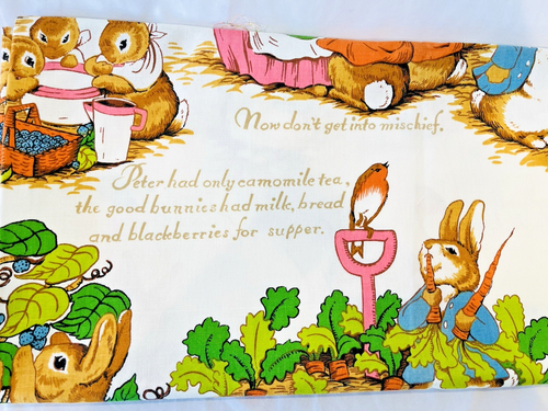 Vintage Peter Rabbit Riverdale Fabric Cotton Drapery 1978 50"W x 42” L - Picture 9 of 11