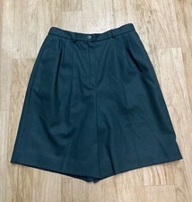 Vintage Pendleton Womens 12 High Rise Pleated Shorts Green 100 Wool Made in USA
