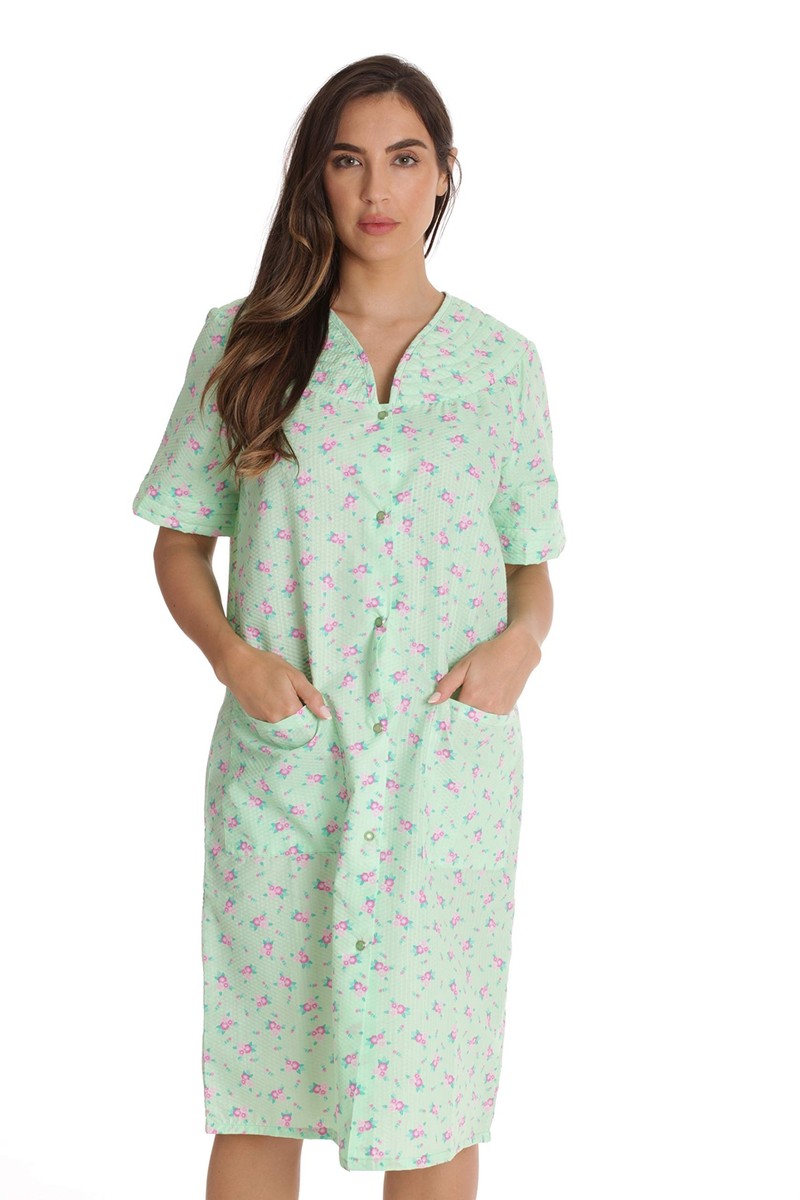 Dreamcrest Short Sleeve Seersucker Duster Housecoat Women