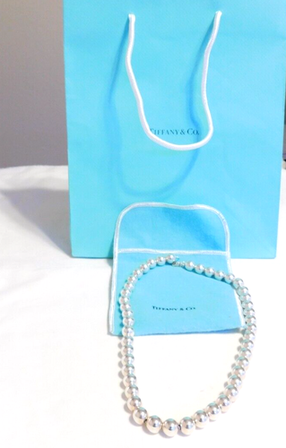 Exquisite Tiffany & Co Sterling Silver HardWear Ball Bead Necklace 18” ~ 10mm - Picture 9 of 13