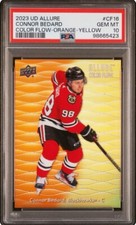 2023 UPPER DECK CONNOR BEDARD ROOKIE PSA 10 ALLURE ORANGE YELLOW REFRACTOR RC!!