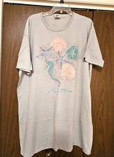 Vintage 90s  Nags Head  Sea Green One Size Beach Coverup with Sparkling Shells