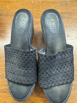 Easy Spirit e360 Harvey 7.5 Wide Black Woven Sandals 2 1/2'' Heel, 3/4'' Base