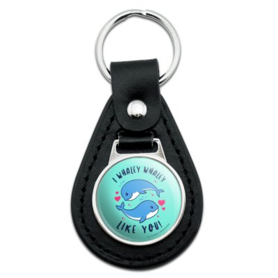 I Whaley Like You Really Whale Love Funny Humor Black Leather Keychain ...