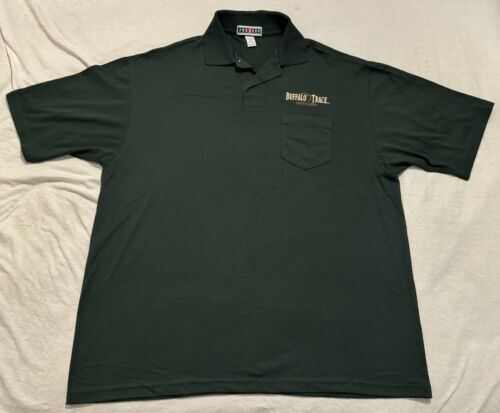 Buffalo Trace Distillery Embroidered Logo Green XL Polo Shirt Pocket Bourbon - Picture 1 of 4