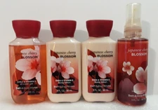 BBW 4pc Japanese Cherry Blossom Fragrance Mist Lotion Shower Gel Travel Size 3oz