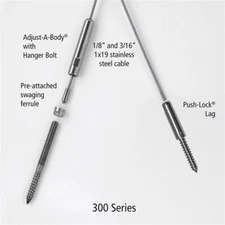 Ultra-Tec CA300-MD/5 5 FT  Adjust-a-Body 3/16" Cable Rail Kit w/Hanger Bolt to P